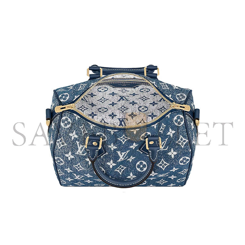 l0vis vvtt0n De*1m monogram jacquard speedy bandouliere 25 bleu m59609 (25*19*15cm)